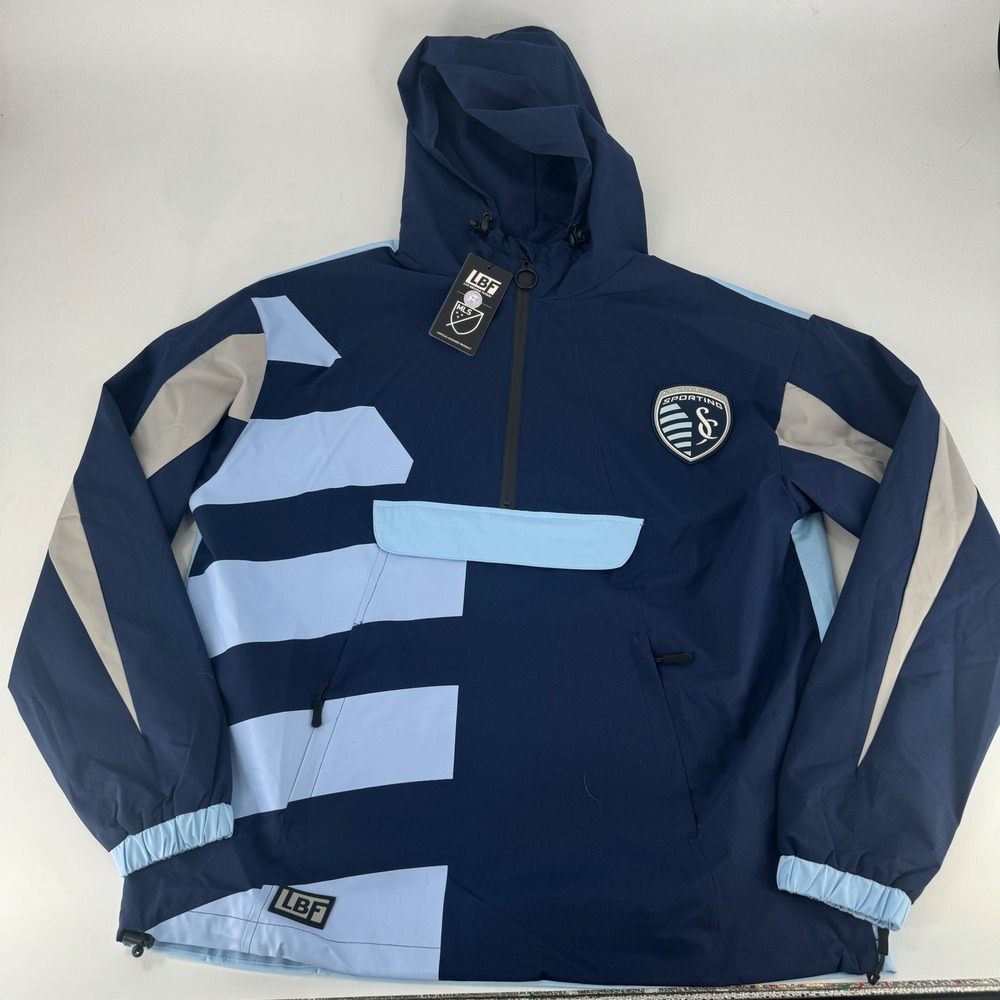 Sporting KC x LBF Tekker Anorak Navy Blue Soccer Windbreaker Jacket SKC-01-L New
